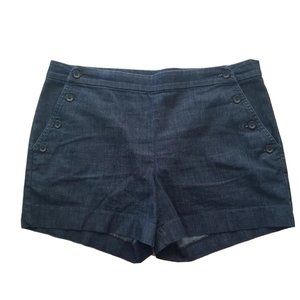 BANANA REPUBLIC DENIM PIQUE 4 BUTTON SAILOR SHORTS 4 in HEM WOMENS SIZE 10